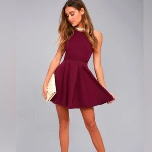 LULU'S Party Hop Backless Skater Dress Red Size Medium